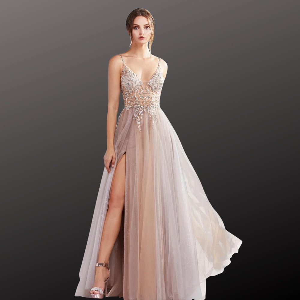 Ethereal Floral Beaded Tulle A-Line Gown by Andrea Leo A1009 Size 16 New w/Tags